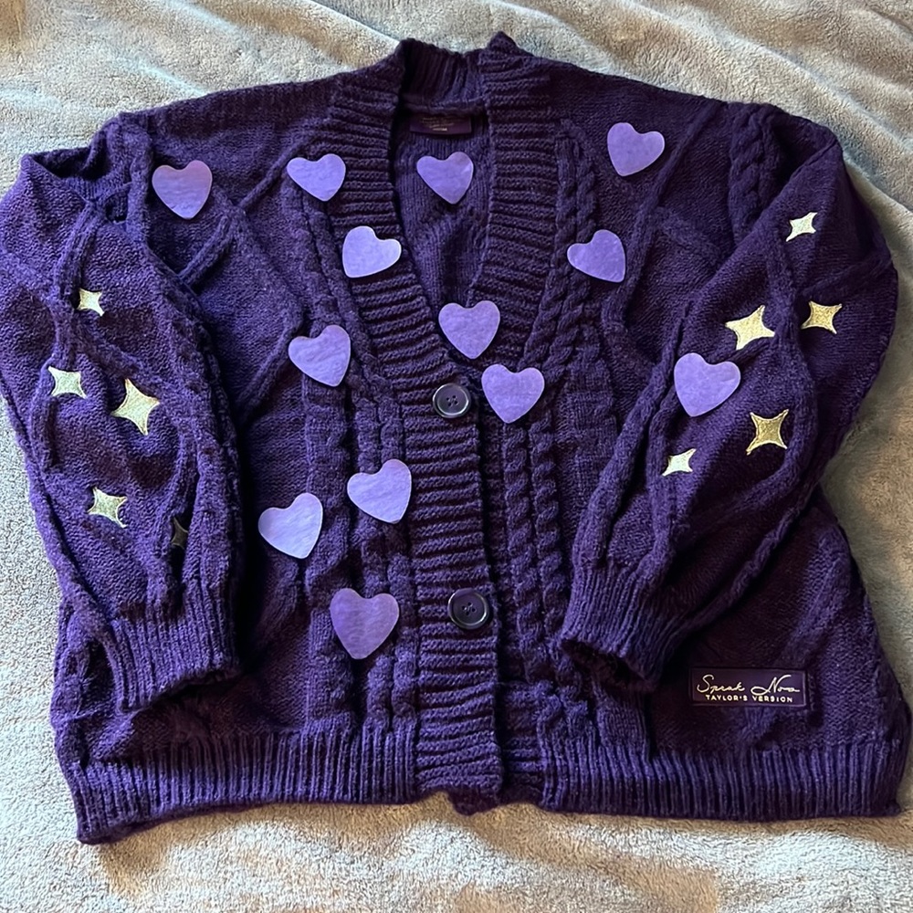XS/SM Speak Now Cardigan Taylor Swift Purple Stars XS Small Real In Hand